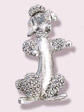 Vintage Signed Gerry's Silver Tone Poodle Dog Brooch Pin